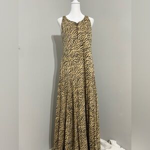 Vintage Ralph Lauren Zebra Print Maxi Dress Size L.